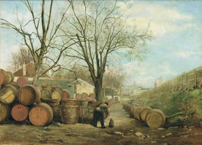 Paul MERY (né en 1855) Les quais de Bercy Huile sur toile signée et datée en bas...