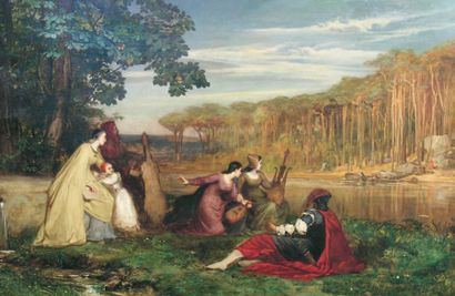 Pierre Charles COMTE (1823-1895) Le Dante Huile sur toile 97 x 130 cm On y joint...