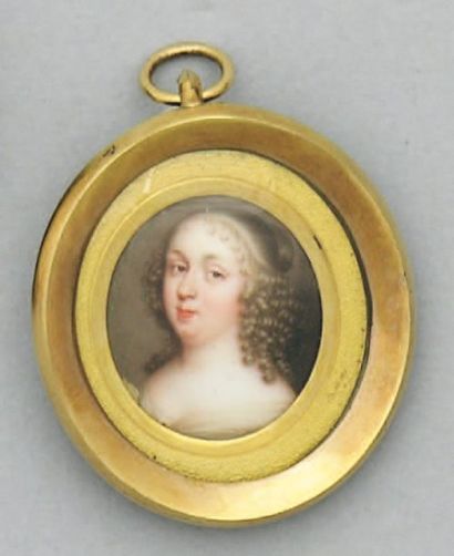 Attribué à Jean PETITOT (1607-1691) et son école Portrait de femme à la chevelure...
