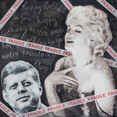 Céline VALENTIN (Né en 1965) Happy birthday mister President, 2014 Acrylique et collage...