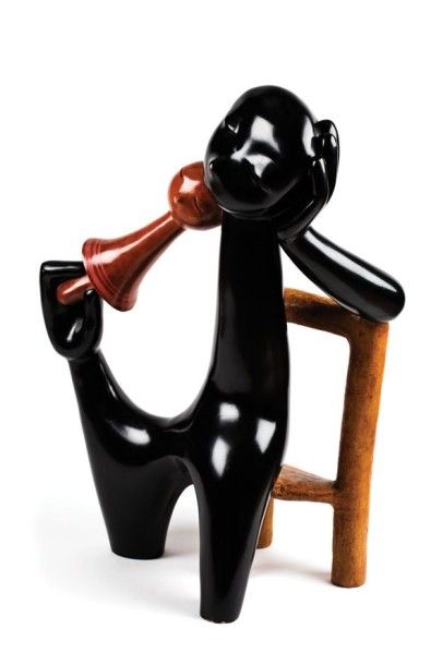 Jean LAMBERT-RUCKI (1888-1967) Petite fille à la chaise, vers 1938 Bronze polychrome,...