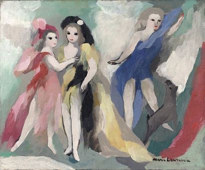 Marie LAURENCIN (1885-1956) Les trois jeunes filles, 1945 Huile sur toile signée...