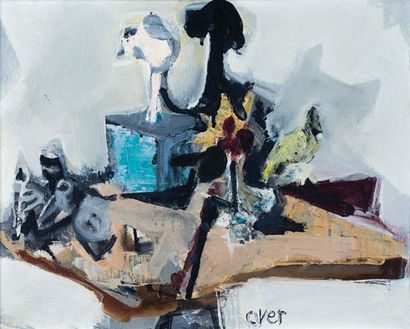 André CIVET (1911-?) Nature morte Acrylique sur toile, signée en bas vers la droite,...