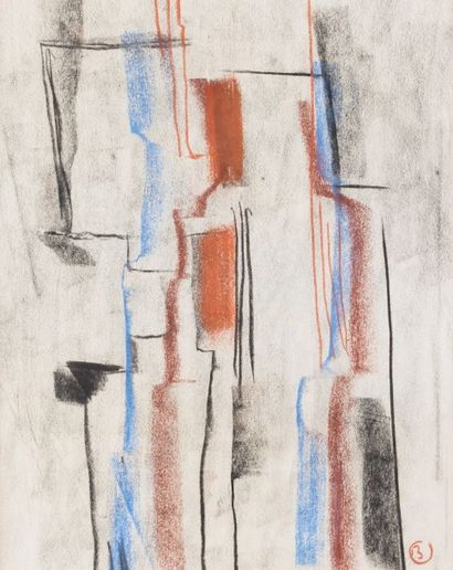 JEAN BURKHALTER (1895-1984) Projet de tapis pour Pierre Chareau, circa 1920/25 Pastel...