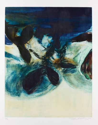 Zao WOU-KI (1921- 1978) Composition Lithographie signée et datée en bas à droite...