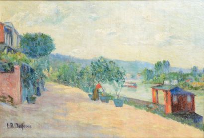 Louis Bidegaray DELFOSSE (1863-c.1925) La Seine dans le bas Meudon. Huile sur toile,...