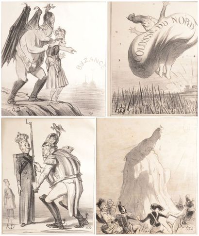 Honoré DAUMIER (1808-1879) [CARRICATURES - ACTUALITES] Suite de quatre lithographies...