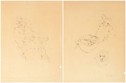 Léonor FINI (1907-1996) Sujets érotiques Ensemble de deux lithographies en noire...