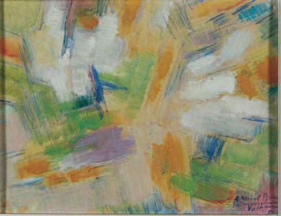 Gérard VULLIAMY (1909-2005). Composition, 1956. Isorel signé en bas à droite et datée....