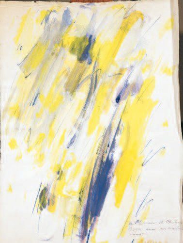 Claude BELLEGARDE (Né en 1927) Composition. Aquarelle et crayon bleu, signée et dédicacée...