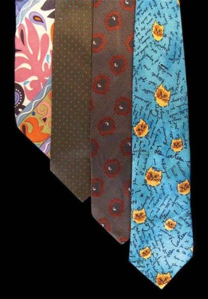 Lot de 4 cravates: DIOR, ARMANI, KENZO (Petites...