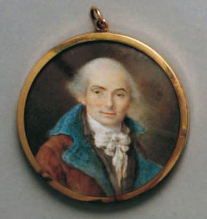 École FRANÇAISE vers 1790 Portrait d'homme en buste, de face. Miniature ronde, sur...