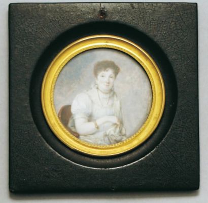 Jean Baptiste SAMBAT (Lyon vers 1760 -Paris 1827) Portrait de femme assise dans un...