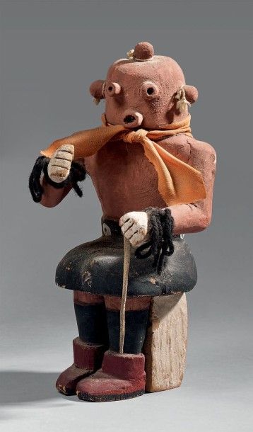 null Curieux KACHINA KOYEMSHI ou MUD HEAD Hopi, Arizona, vers 1940 Cottonwood, pigments,...