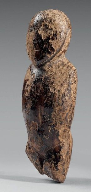 null Rare et Grande IDOLE ANTHROPOMORPHE Ivoire de morse patiné PUNUK 500-1200 ap...