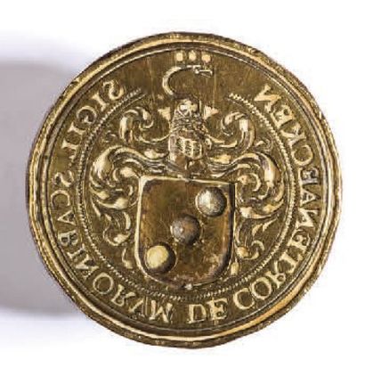 null Echevins de Kortenaken. flandres, XVIIème s.
Une matrice circulaire (44 mm);...