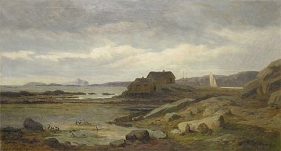 BEERNAERT Euphrosine (1831-1901) Vue du Cap Nord en Norvège Huile sur toile signée...