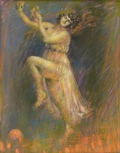 DE GROUX Henry(1866-1930) La danse Pastel signé en bas à droite 74 x 57 cm