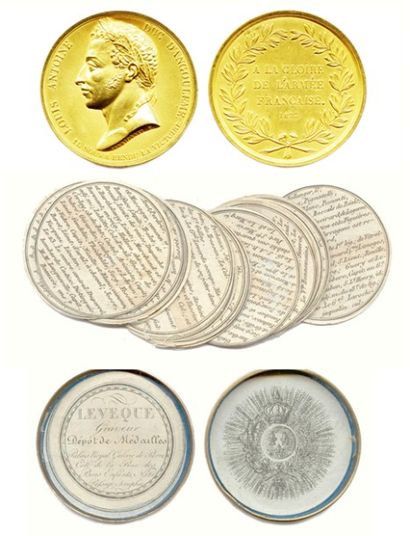 null Médaille-boîte en bronze doré à l’effigie Duc d’Angoulême 1823.


Avers : LOUIS...
