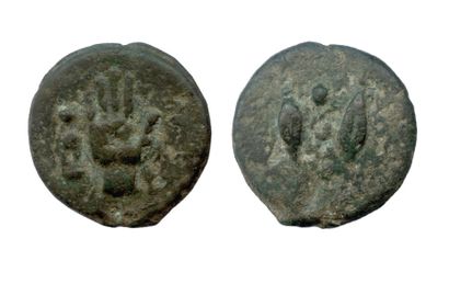 RÉPUBLIQUE ROMAINE Anonymes 289-245 


Quadrans de bronze coulé (Main / deux grains...