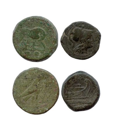 null Lot de deux monnaies romaines en bronze


de la République romaine :


Sextans...