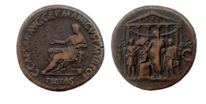 CALIGULA (37-41) 


Sesterce (grand bronze) frappé à Rome en 40-41. (La Piété assise...