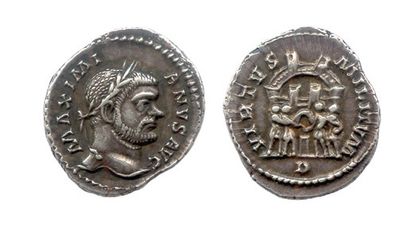MAXIMIEN HERCULE (286-305) 


Argenteus frappé à Trèves en 296


(Sa tête laurée...