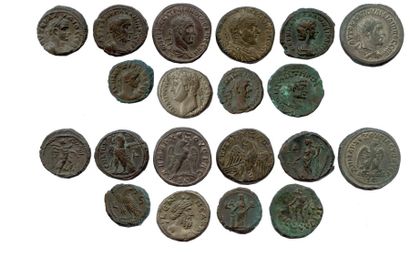 null Lot de dix monnaies provinciales romaines en bronze : Tétradrachmes d’Antioche...