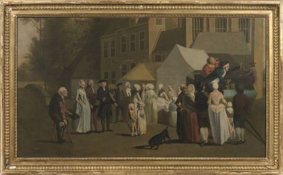 Ecole hollandaise vers 1780 

Saltimbanques sur la place du marché

Toile 

84 x...