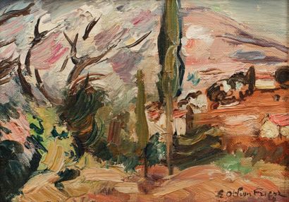 null Emile OTHON-FRIESZ (1879-1949) 

Paysage aux cyprès (Cap-Brun), 1929

Huile...