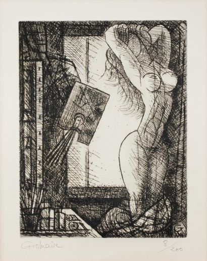 null Marcel GROMAIRE (1892-1971)

Le peintre et son modèle

Eau-forte signée au crayon...