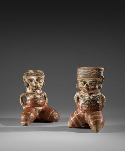 null Deux VENUS assises en ceramique a rehauts ocre et noir
Guanacaste, Nicoya, 200...