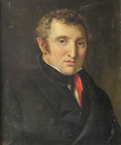 ECOLE FRANCAISE,1825, D. VINCENT Portrait d'homme Toile datée 1825 et signée vers...