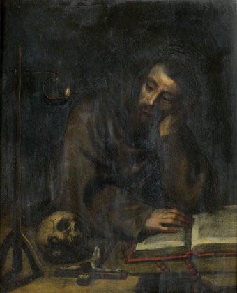 ECOLE VERONAISE du XVIIème siècle Saint François d'Assise Ardoise 24,5 x 20 cm Dans...