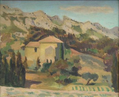 GIMMI Wilhelm (1886-1965) Mas en Provence Huile sur toile signée en bas à droite...