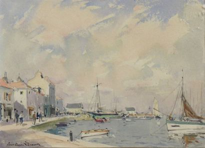 LECOMTE Paul Emile (1877-1950) Le port Aquarelle signée en bas à gauche 13 x 18 ...