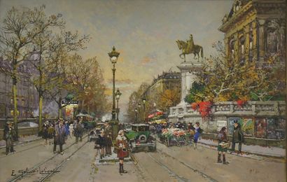 GALIEN LALOUE Eugène (1854-1941) L'hôtel de ville de Paris et la sculpture d'Etienne...