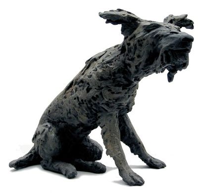 CROSBY Dido (née en 1961) Terrier assis Bronze signé et numéroté 5/12. Bronze Age...