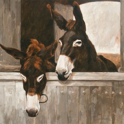 CLASSEN Anke (née en 1957) Deux ânes Acrylique sur toile signée et datée 09 en bas...
