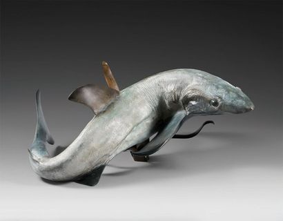 PANELAS HUARD Isabelle (née en 1965) Requin-M-en sous sol Bronze à patine gris-bleu,...