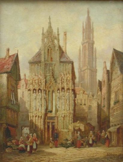 SCHAFER Henry Thomas (1854-1915) Anvers Huile sur toile signée en bas à droite 45,5...