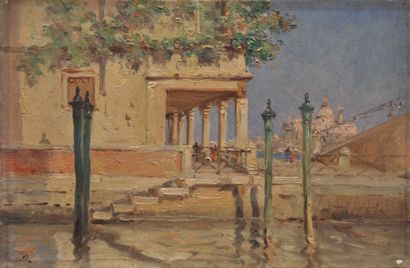 IWILL Marie Joseph (1850 - 1923) Vue de Venise Huile sur toile signée en bas à gauche...