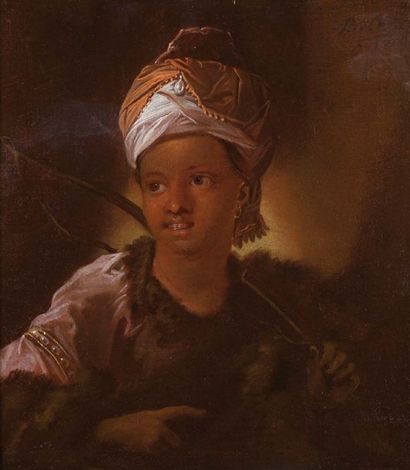 LE COFFRE Benoit (1671-1722) Jeune maure Huile sur toile. Signée et datée 1717. 31...