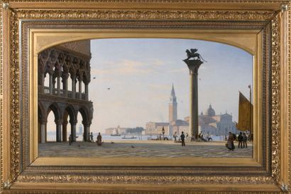 KORNBECK Peter (1837-1894) Place Saint-Marc, Venise Huile sur toile. Signée et datée...