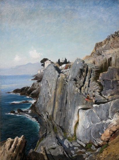 LUTTEROTH Ascan (1842-1923) Capri Huile sur panneau. Signée et datée 4.4.87. 55 x...