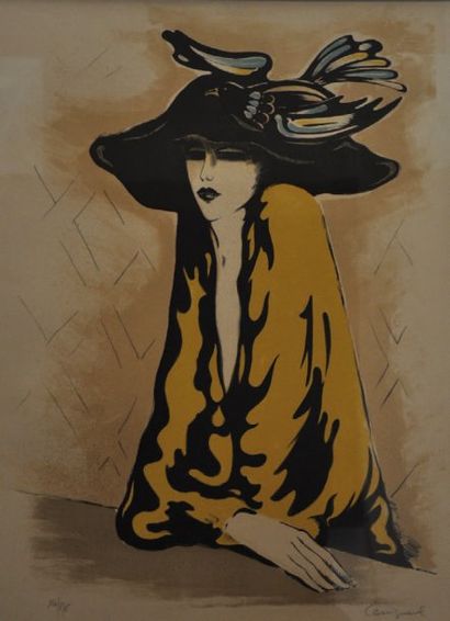 CASSIGNEUL Jean-Pierre (1935) Jeune femme au chapeau Lithographie signee en bas a...