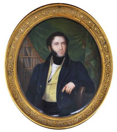 SCHALCK Heinrich Franz ( Mainz 1791 - Karlsruhe 1832) Portrait d'homme assis à sa...