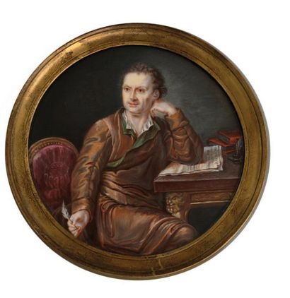 ÉCOLE FRANCAISE du XVIIIème siècle Portrait de l'Abbé Raynal Miniature ronde sur...