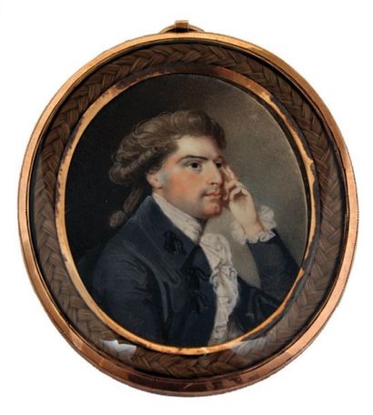 EDRIDGE Henry (Paddington 1769 - Londres 1821) Portrait d'homme assis pensif Miniature...