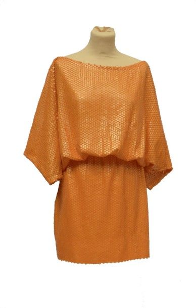 null LANVIN: Robe pailletée orange (Petits manques)